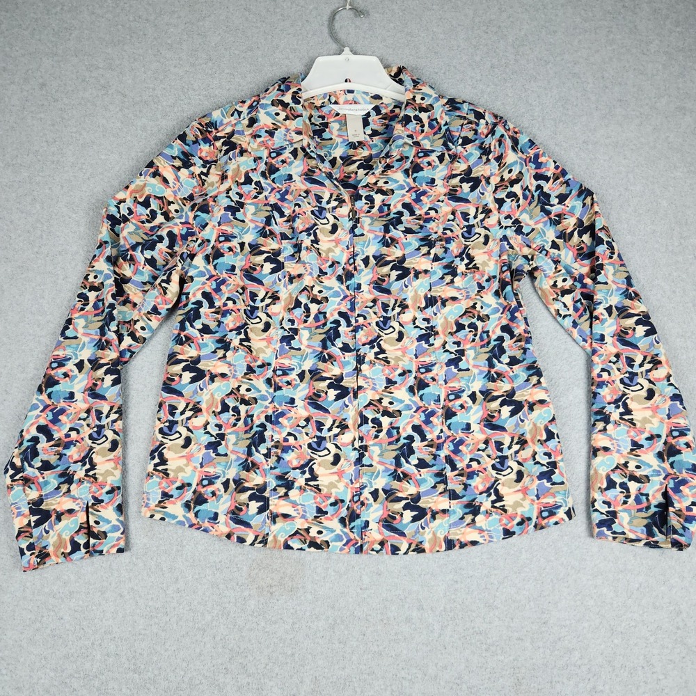 Christopher & Banks Zip Up Jacket Womens Medium Multicolor Artsy Colorful Floral